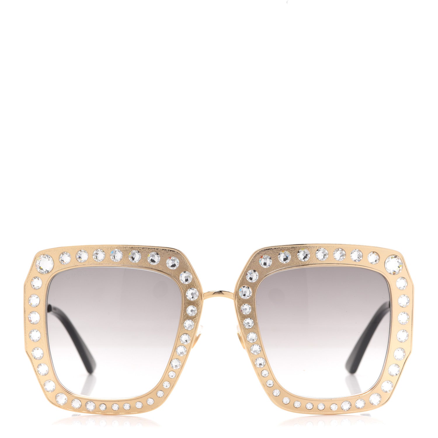 Gucci Metal Acetate Crystal Oversize GG0115S Sunglasses Gold 2 of 8