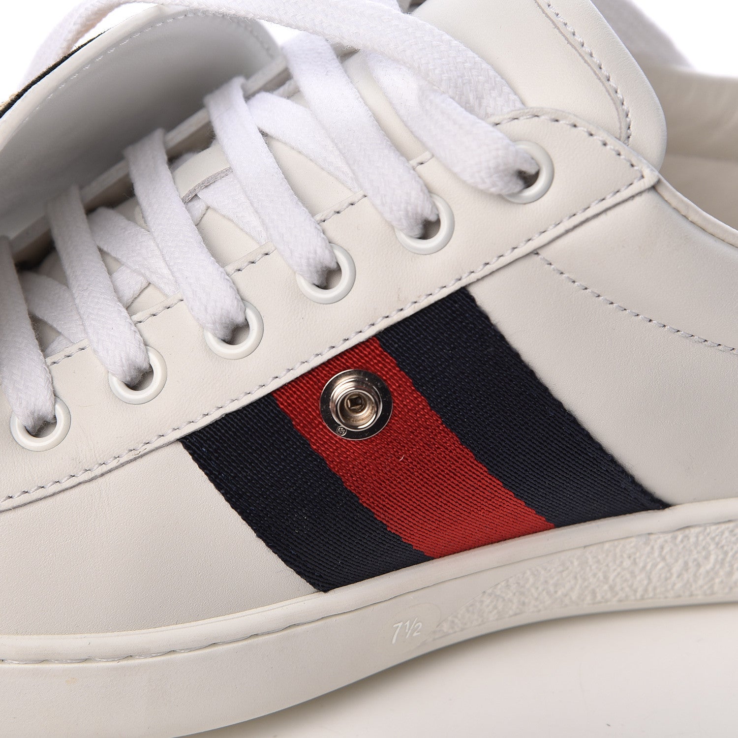 Gucci Calfskin Ayers Web Tiger Embroidered Mens Ace Sneakers7.5 White 5 of 12