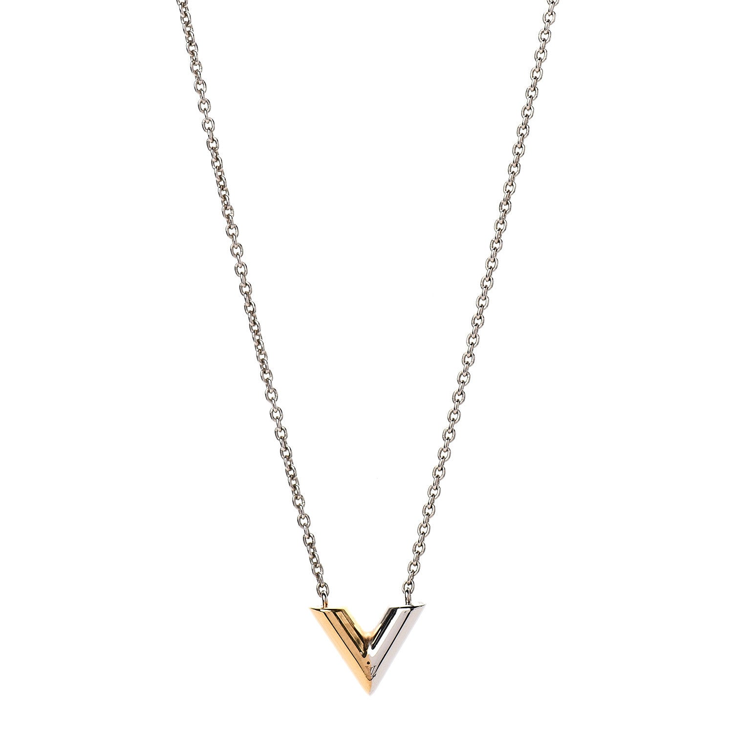 Louis Vuitton Essential V Necklace Silver Gold 1 of 4