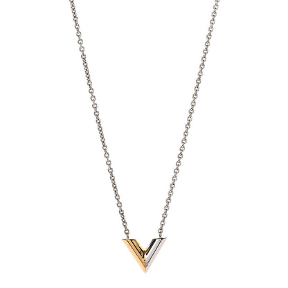 Louis Vuitton Essential V Necklace Silver Gold 1 of 4