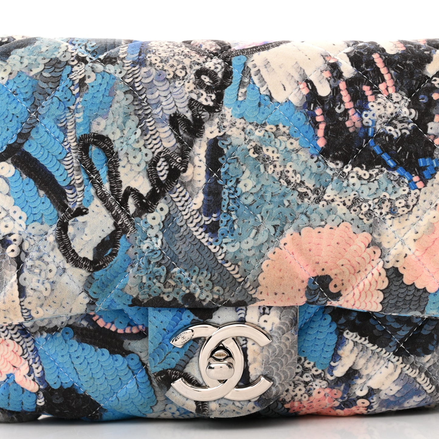 Canvas Sequin Print Quilted Waist Bag Multicolor