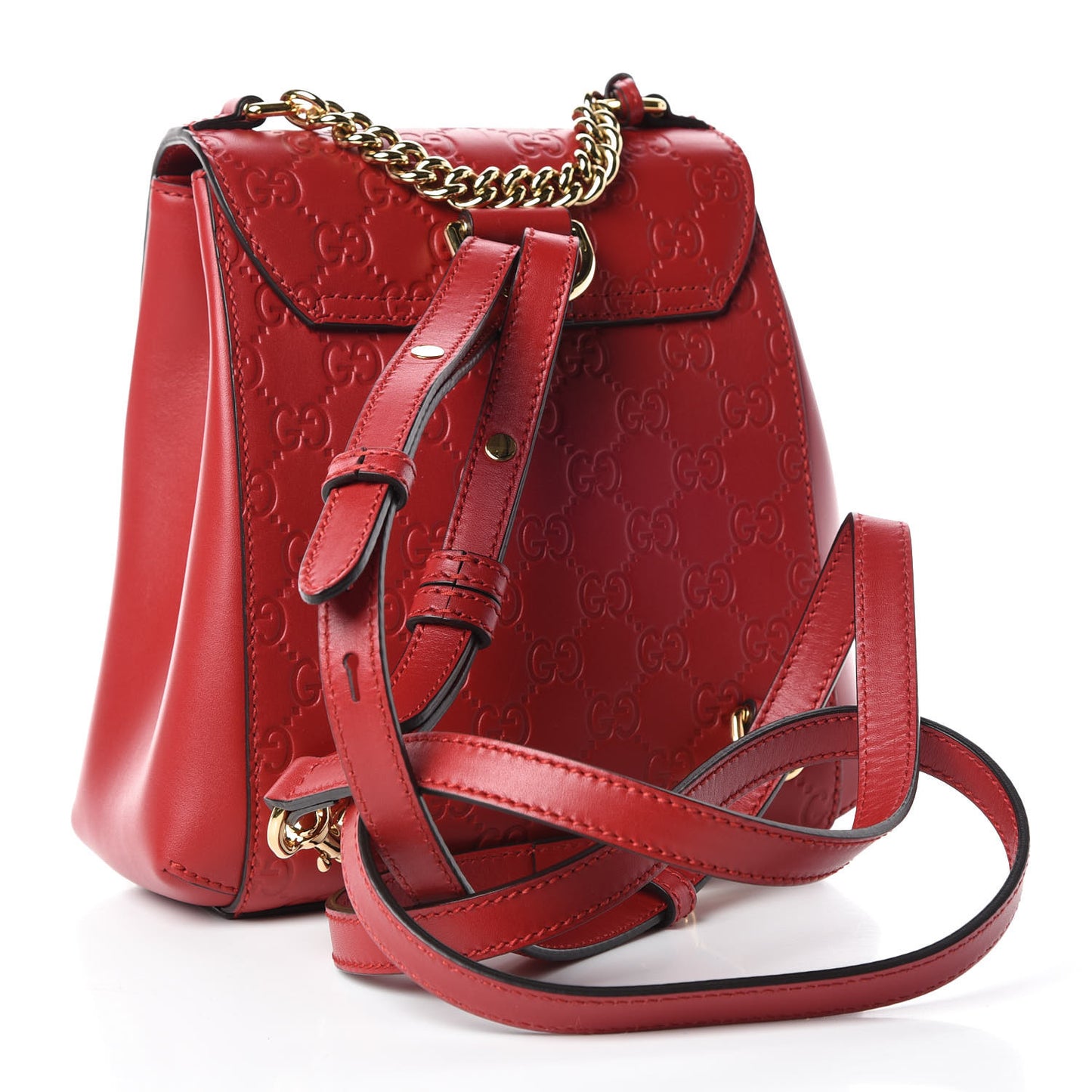 Guccissima Signature Padlock Backpack Hibiscus Red