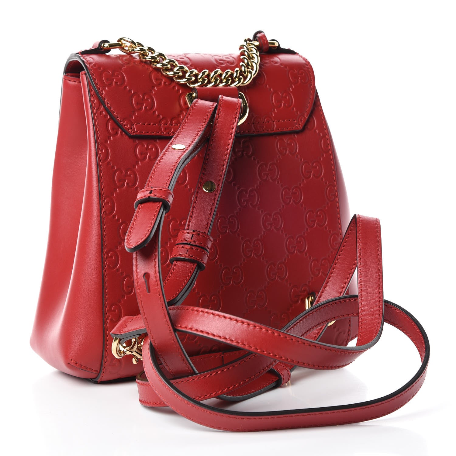 Gucci Guccissima Signature Padlock Backpack Hibiscus Red 3 of 9