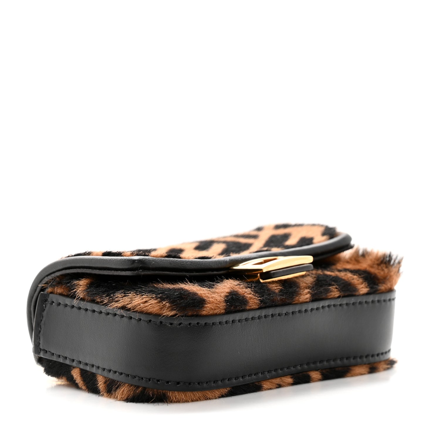 Sheared Sheepskin Vitello King FF Nano Baguette Charm Tobacco Moro Black
