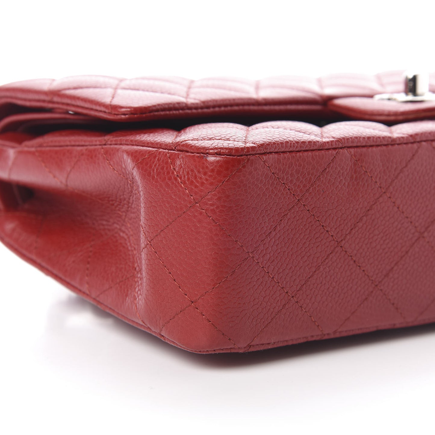 Caviar Quilted Medium Double Flap Red