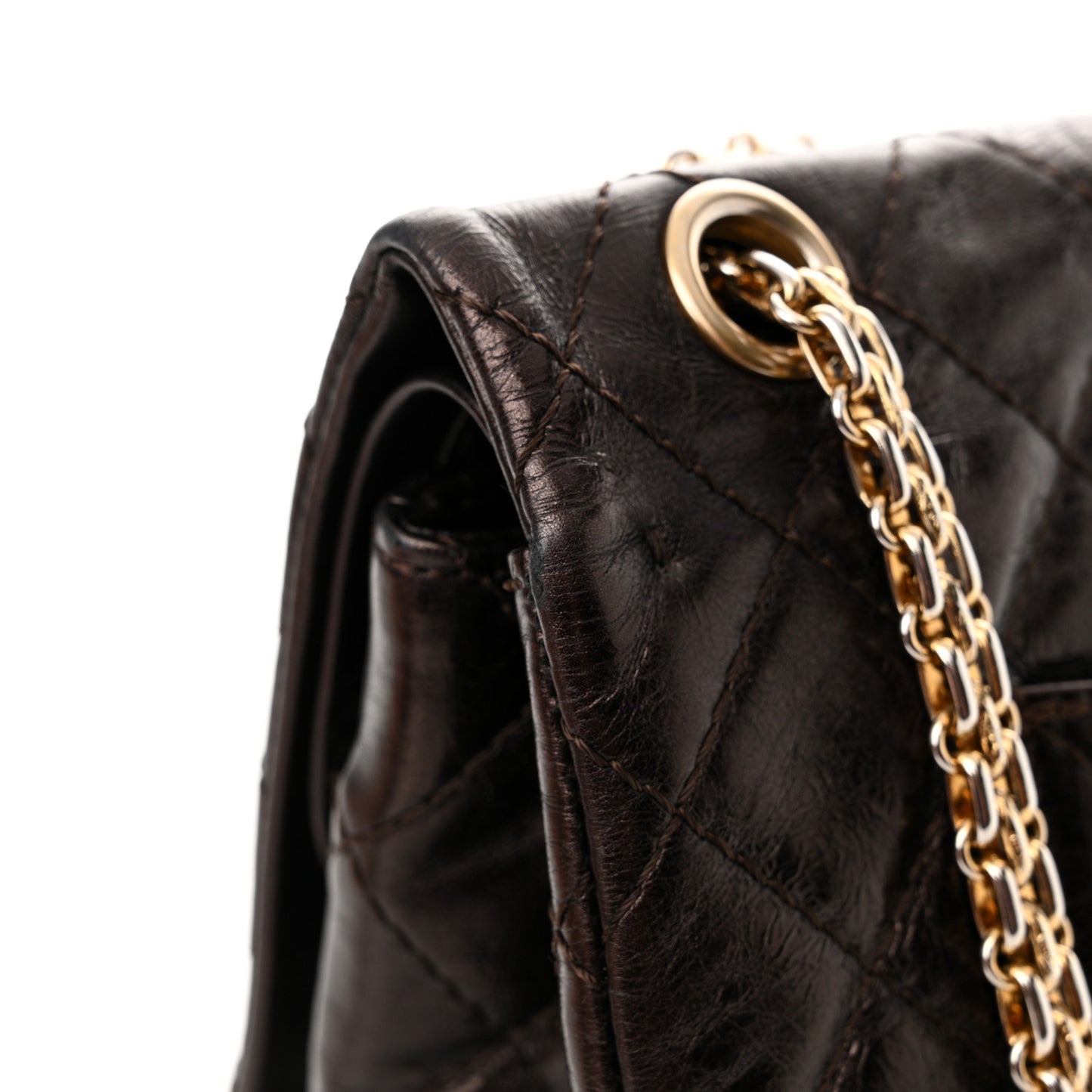Metallic Aged Calfskin Quilted 2.55 Reissue 226 Flap Brown