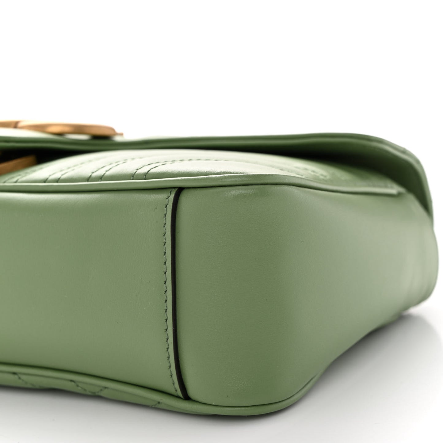 Calfskin Matelasse Small GG Marmont Shoulder Bag Salamander Green