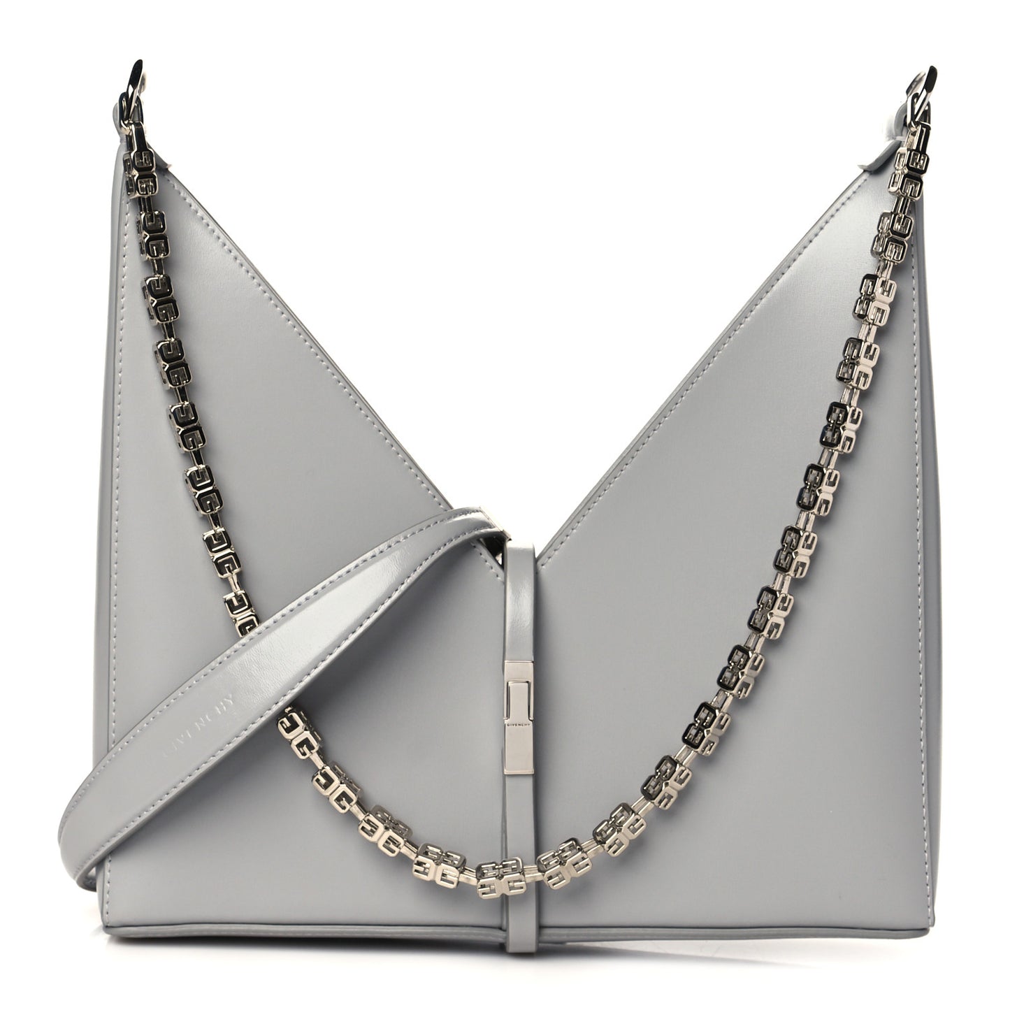 Box Calfskin Small Cut Out Shoulder Bag Cloud Grey