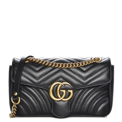 Gucci Calfskin Matelasse Small GG Marmont Shoulder Bag Black 1 of 8