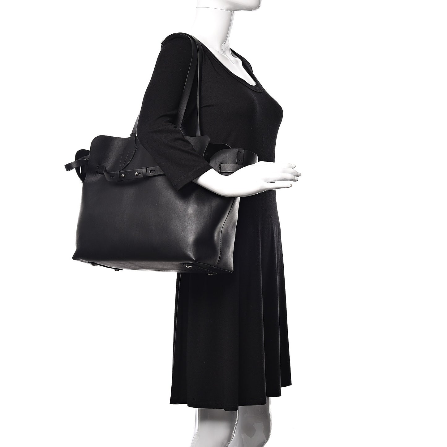 Soft Smooth Calfskin Medium Tote Black