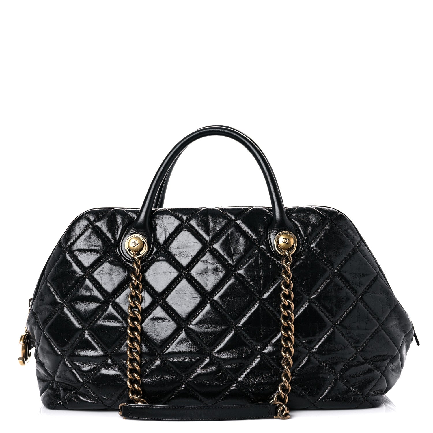 Chanel Glazed Calfskin Castle Rock Bowling Bag Black 1 of 19