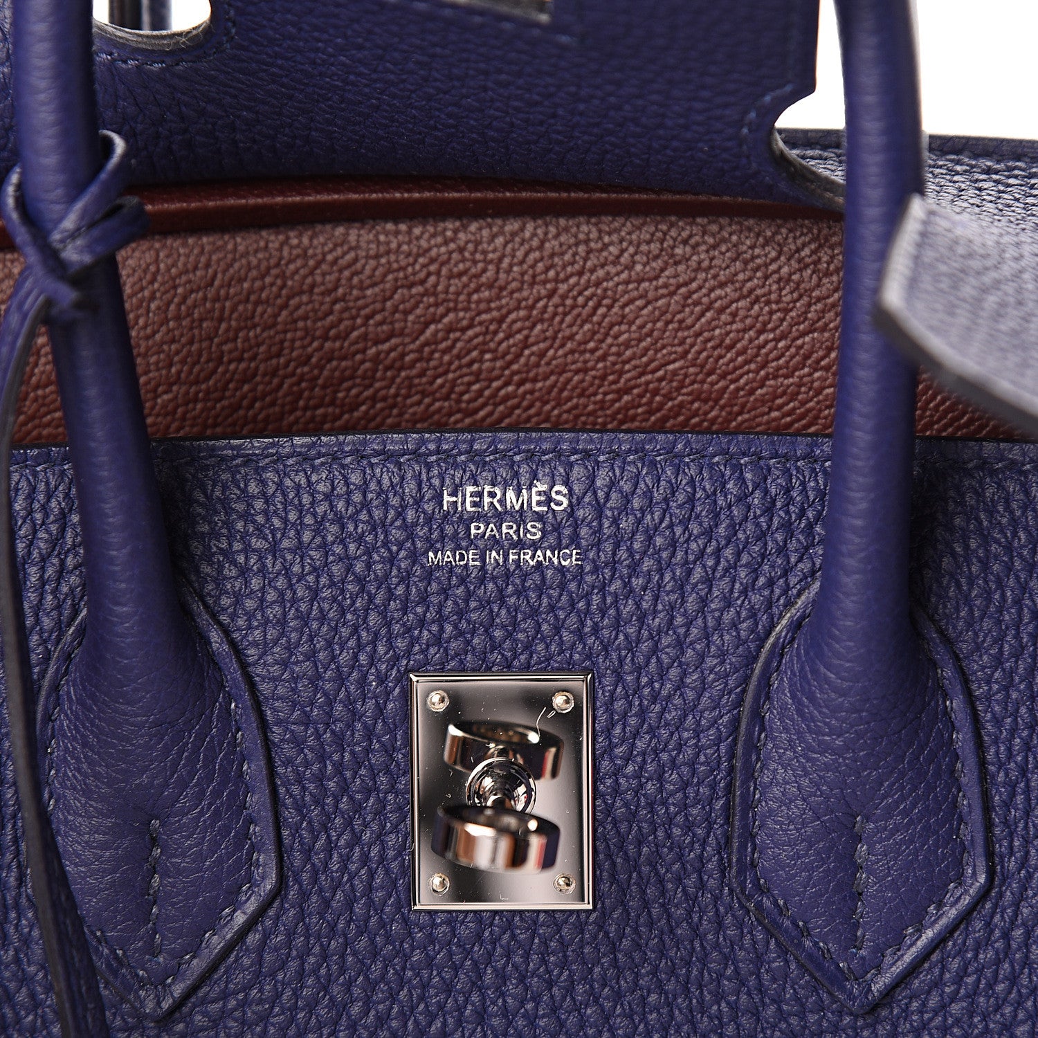 Hermes Togo Swift Officier Birkin 25 Bleu Encre Bordeaux 6 of 11