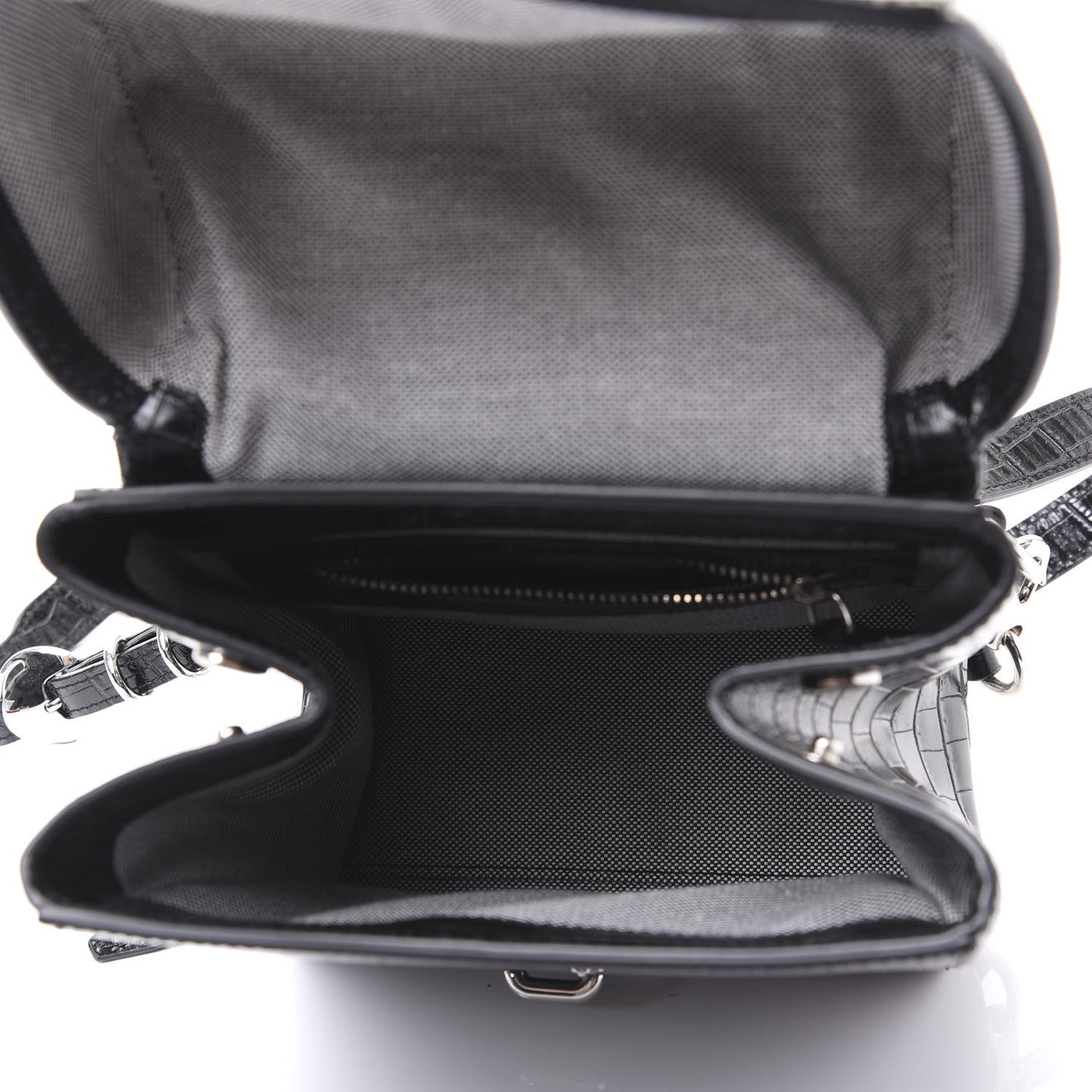 Crocodile Embossed Calfskin Mini Hook Backpack Black