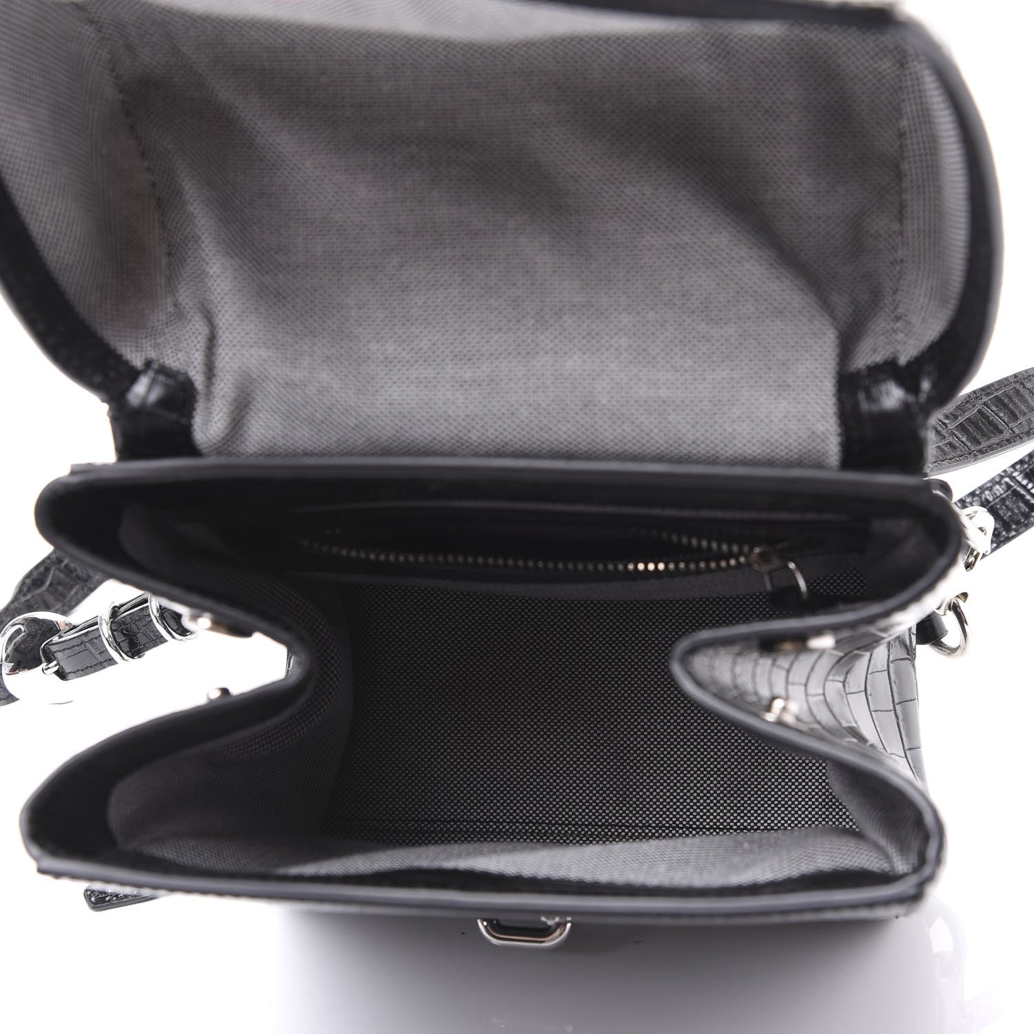 Alexander Wang Crocodile Embossed Calfskin Mini Hook Backpack Black 4 of 9
