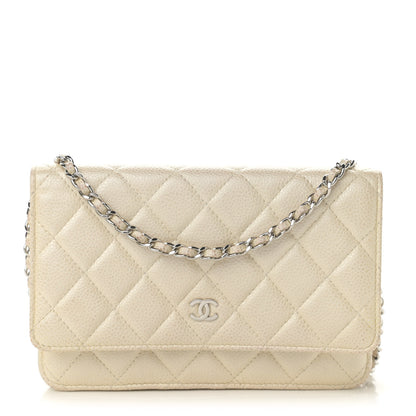 Chanel Iridescent Caviar Quilted Wallet On Chain WOC Ivory 1 of 14