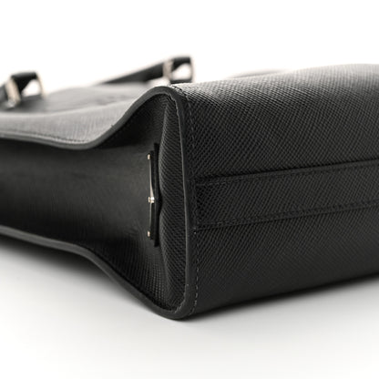 Prada Saffiano Cuir Triangle Logo Embossed Vertical Tote Black 9 of 13