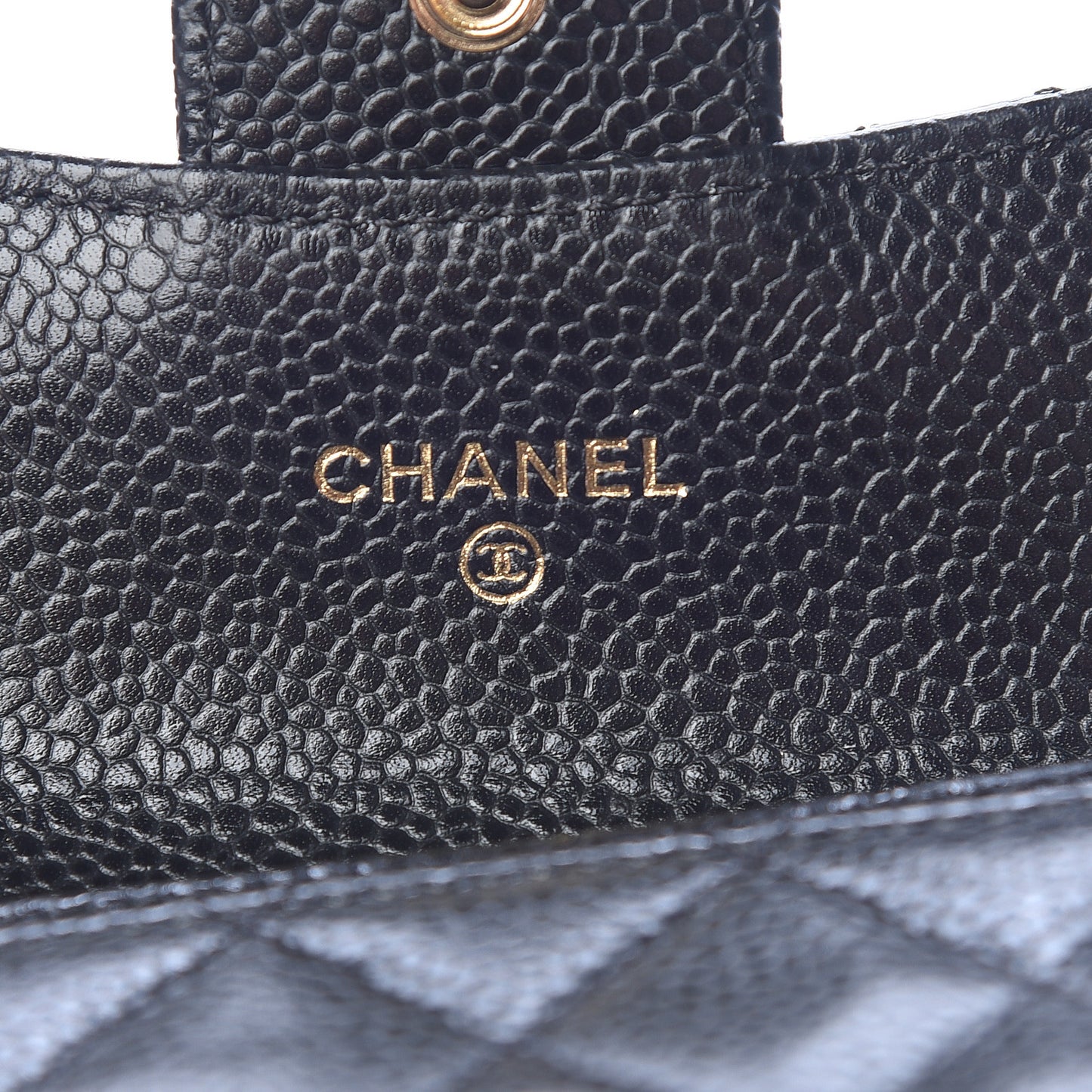 Caviar Quilted Flap Card Holder Black