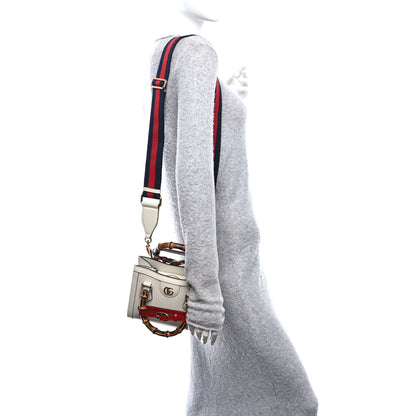 Gucci Textured Calfskin Web Mini Diana Tote Bag Mystic White 2 of 9