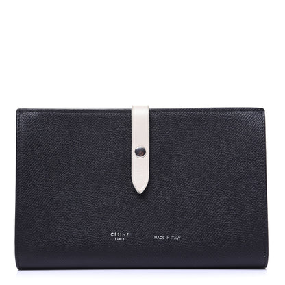 Celine Grained Calfskin Large Multifunction Strap Wallet Black Chalk 1 of 11