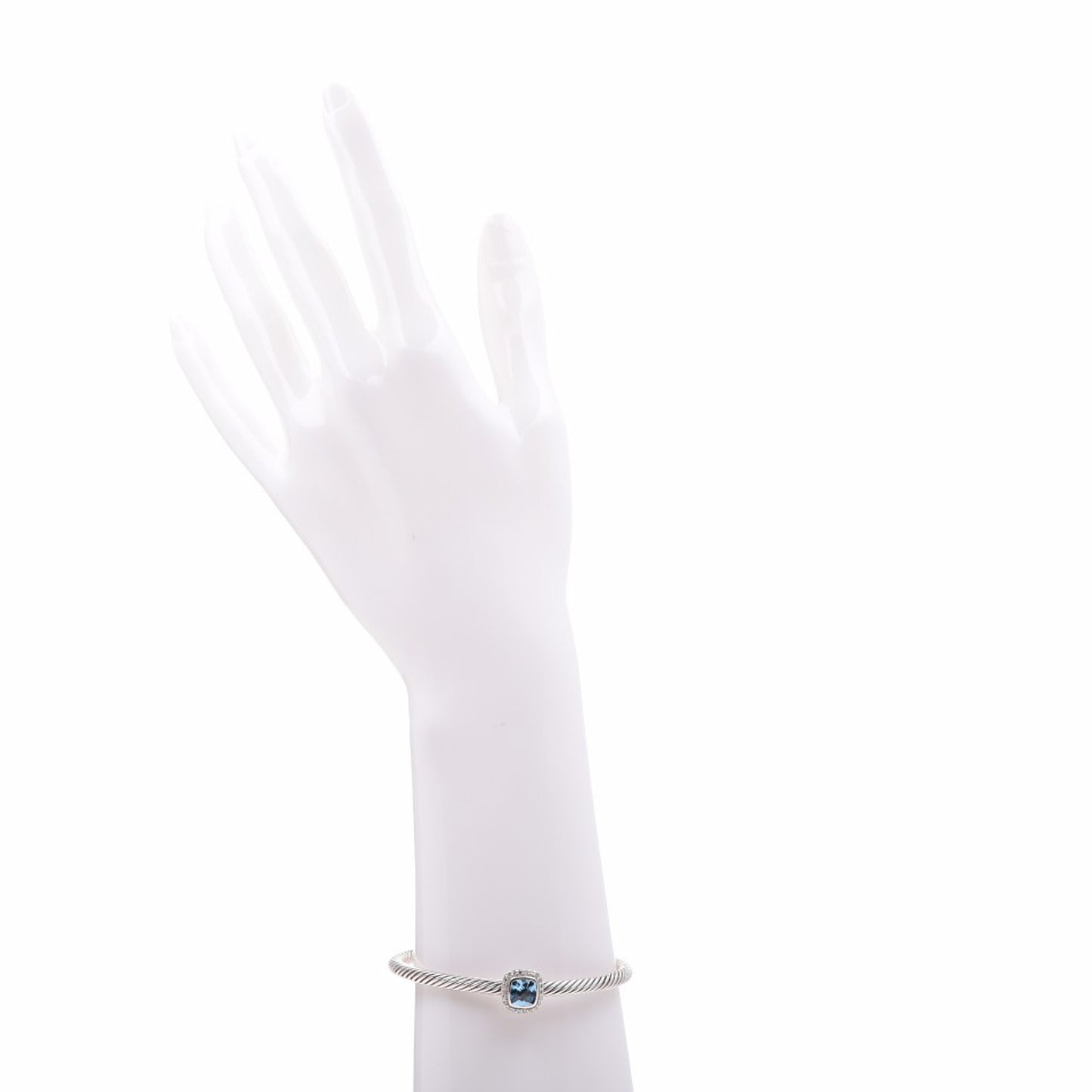 Sterling Silver Diamond Blue Topaz 4mm Noblesse Cable Bracelet