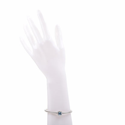 David Yurman Sterling Silver Diamond Blue Topaz 4mm Noblesse Cable Bracelet 2 of 6