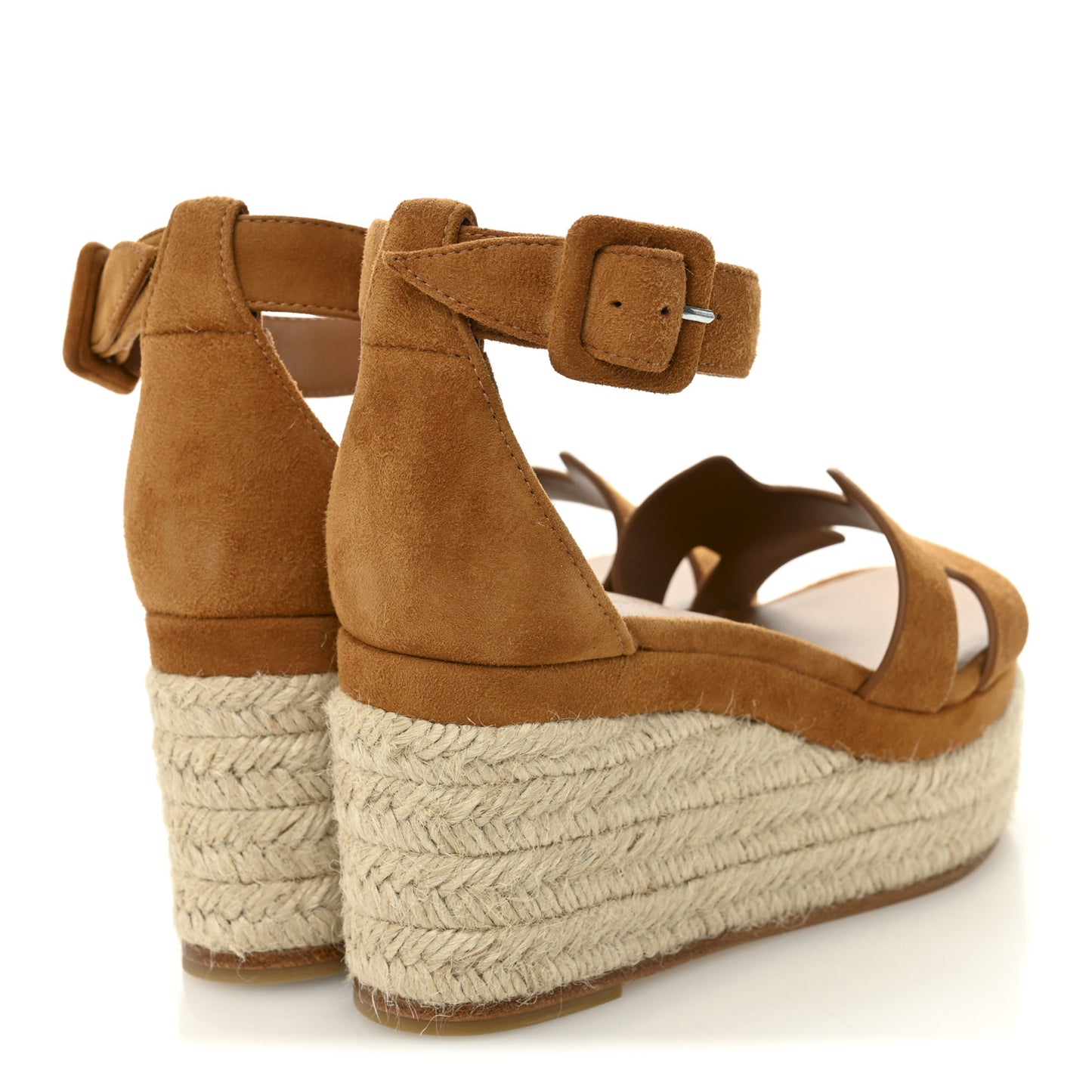 Suede Goatskin Elda Espadrille Wedge Sandals 35 Naturel