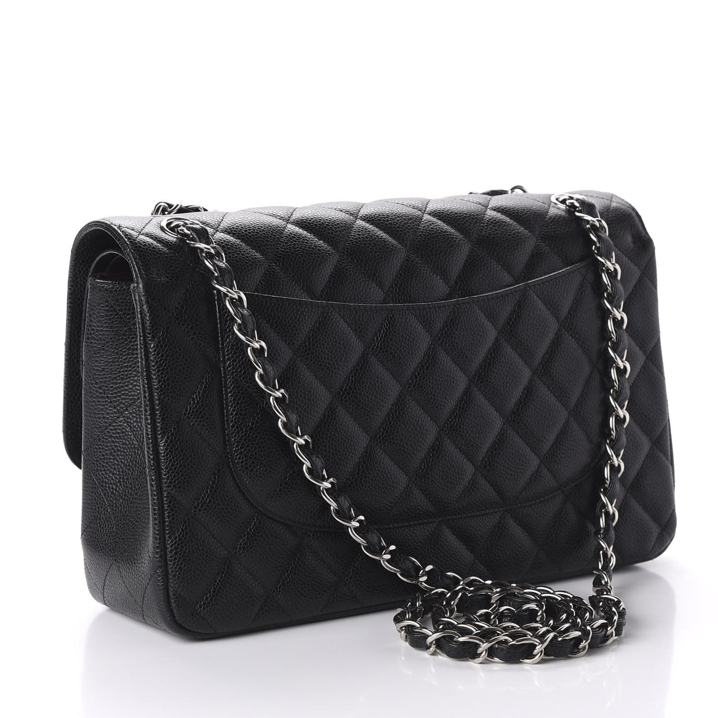 Caviar Quilted Jumbo Double Flap Black