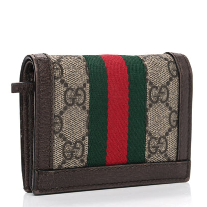 Gucci GG Supreme Monogram Web Ophidia Card Case Beige New Acero 2 of 11