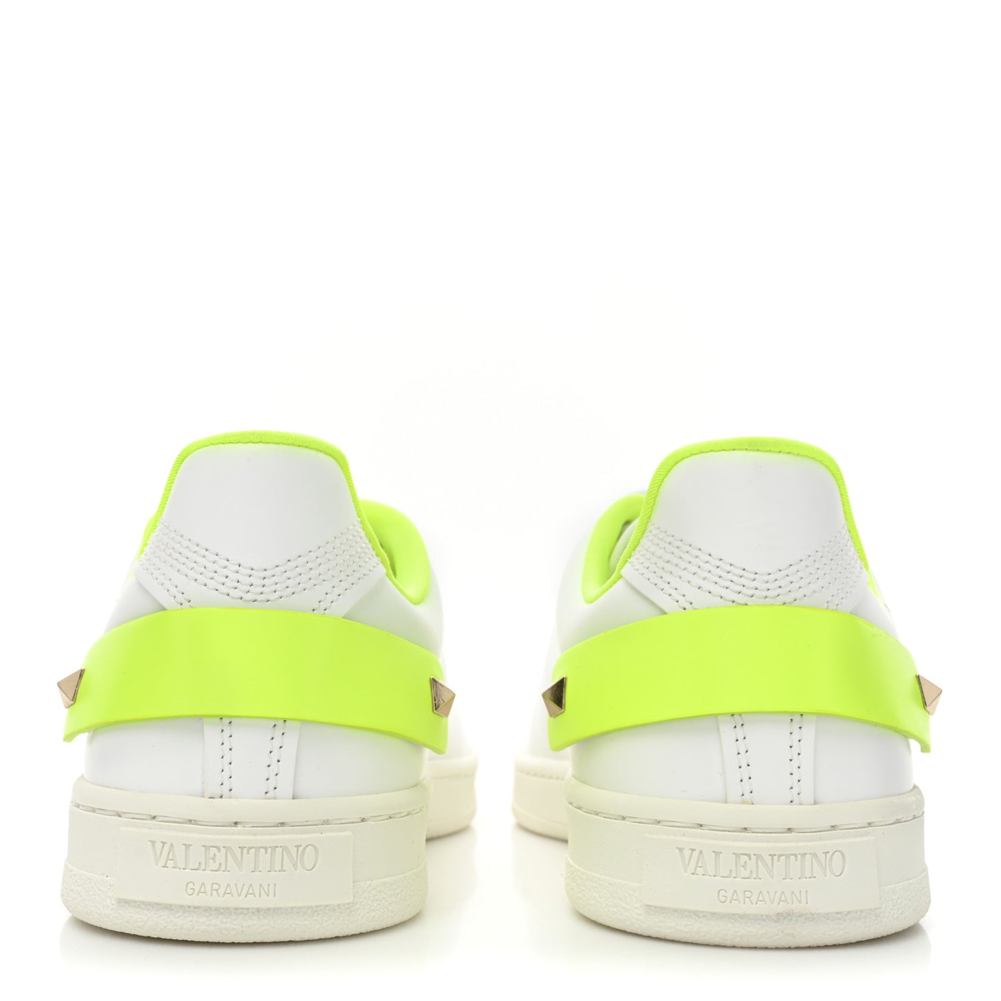 Calfskin Womens Backnet Sneakers 37.5 White Fluo Green