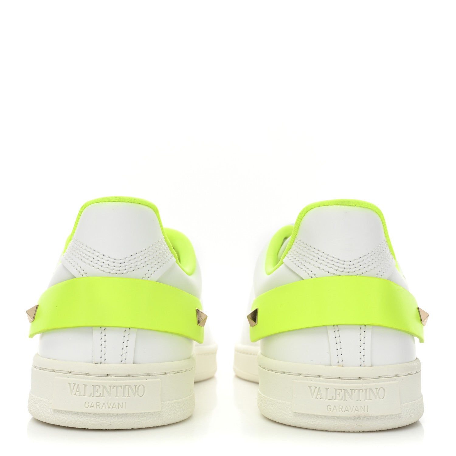Valentino Garavani Calfskin Womens Backnet Sneakers 37.5 White Fluo Green 4 of 11