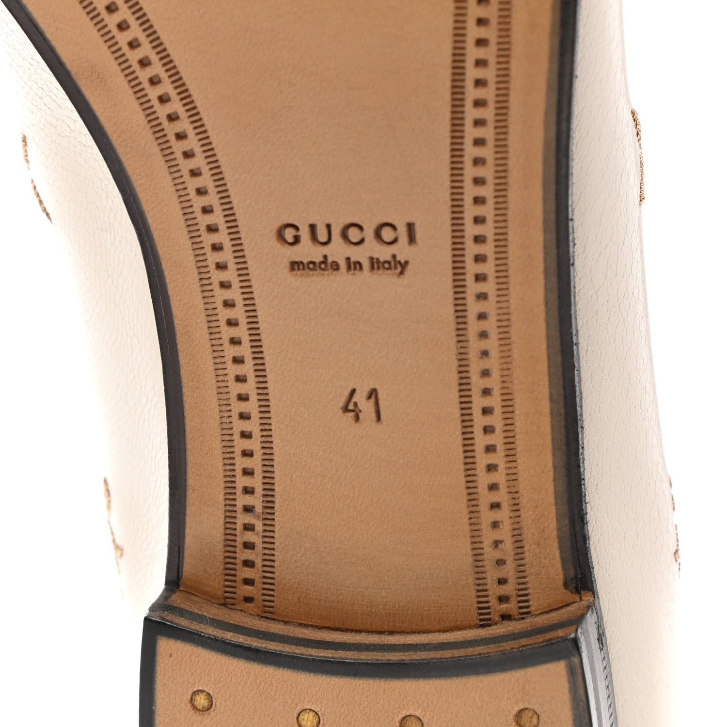 Gucci Goatskin Bee Star Embroidered Womens Jordaan Loafers 41 Mystic White 6 of 8