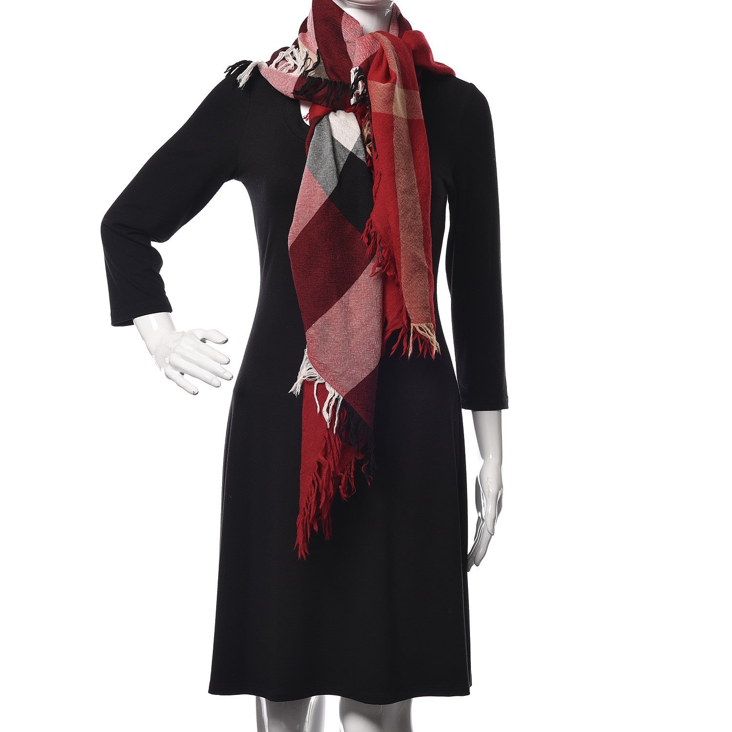 Burberry Wool Classic Check Scarf Parade Red 2 of 6