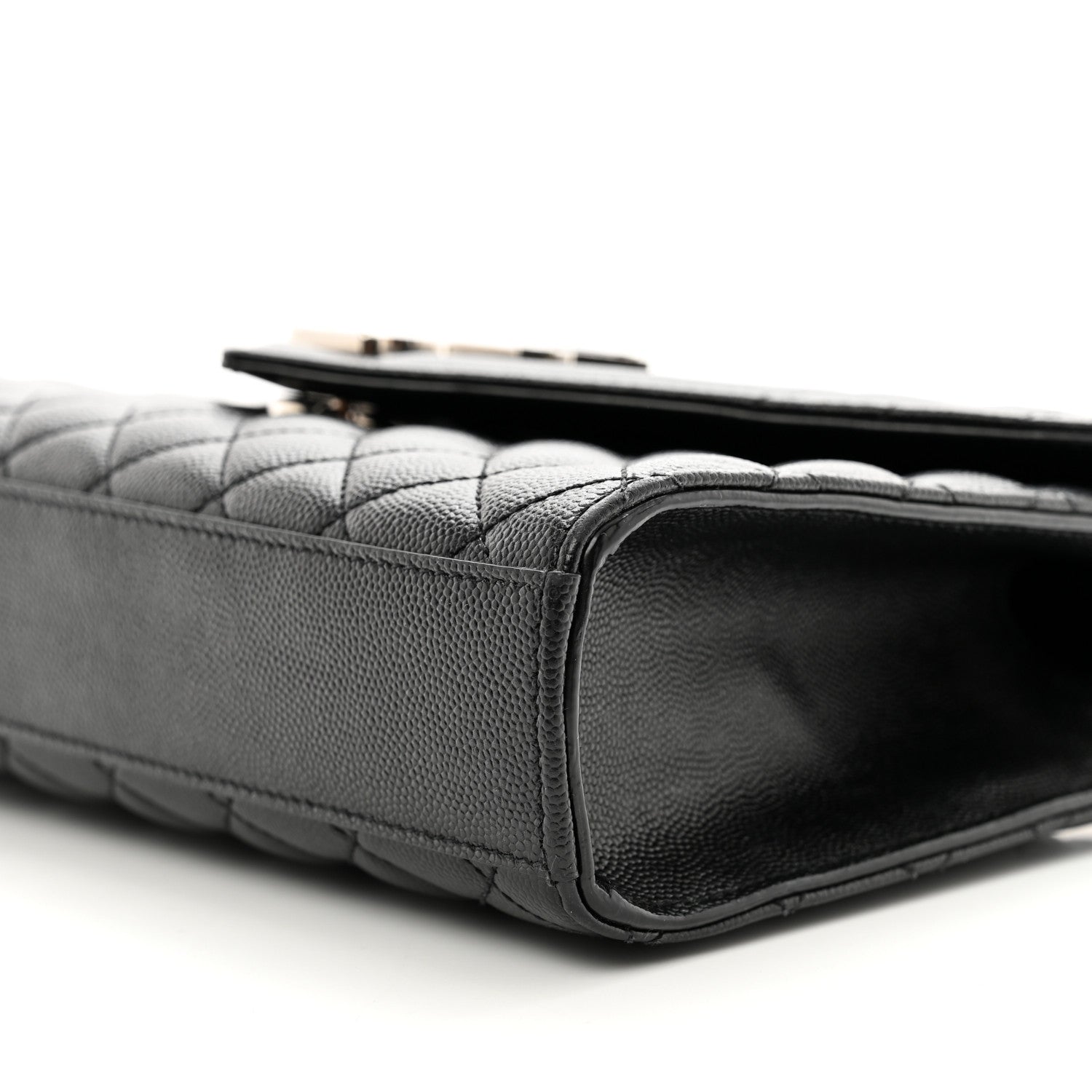 Saint Laurent Grain De Poudre Textured Mixed Matelasse Triquilt Medium Monogram Satchel Black 10 of 10