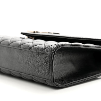 Saint Laurent Grain De Poudre Textured Mixed Matelasse Triquilt Medium Monogram Satchel Black 10 of 10