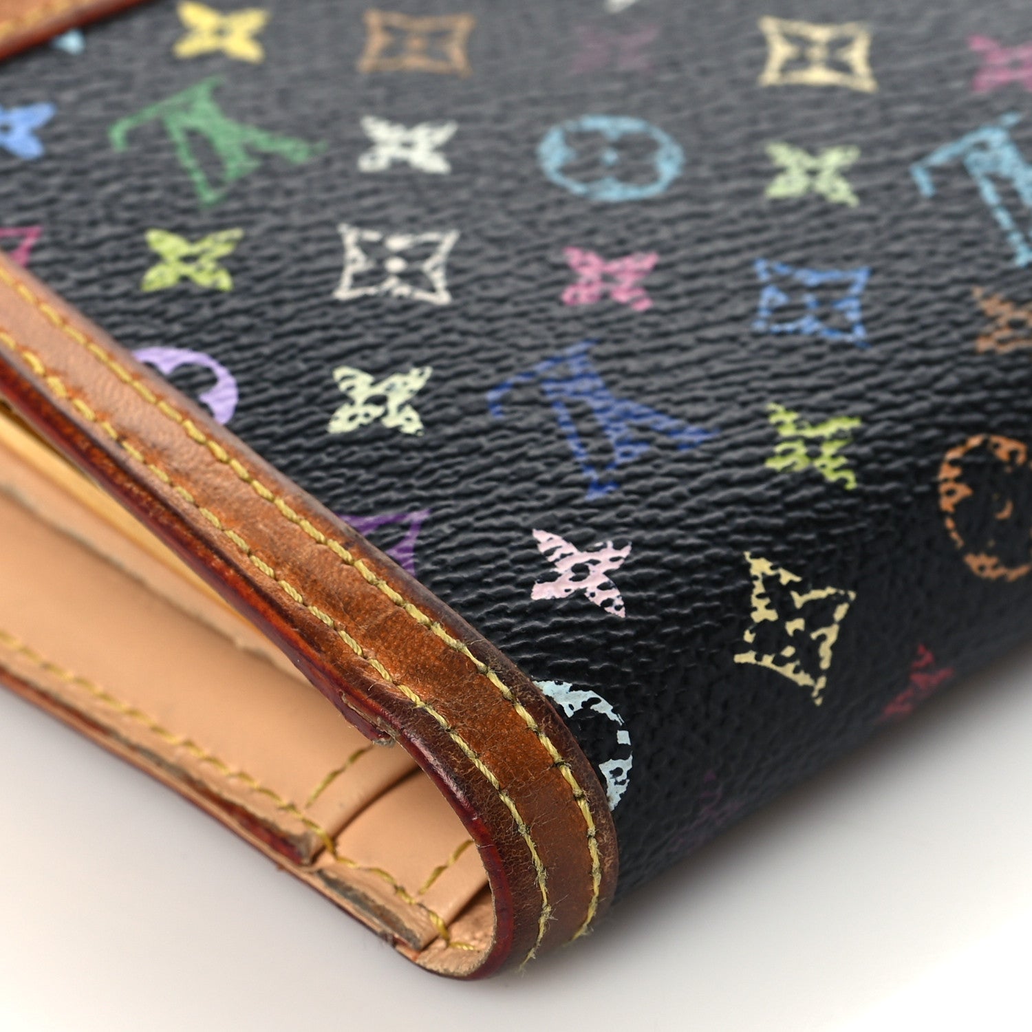 Louis Vuitton Monogram Multicolor French Purse Wallet Black 12 of 17