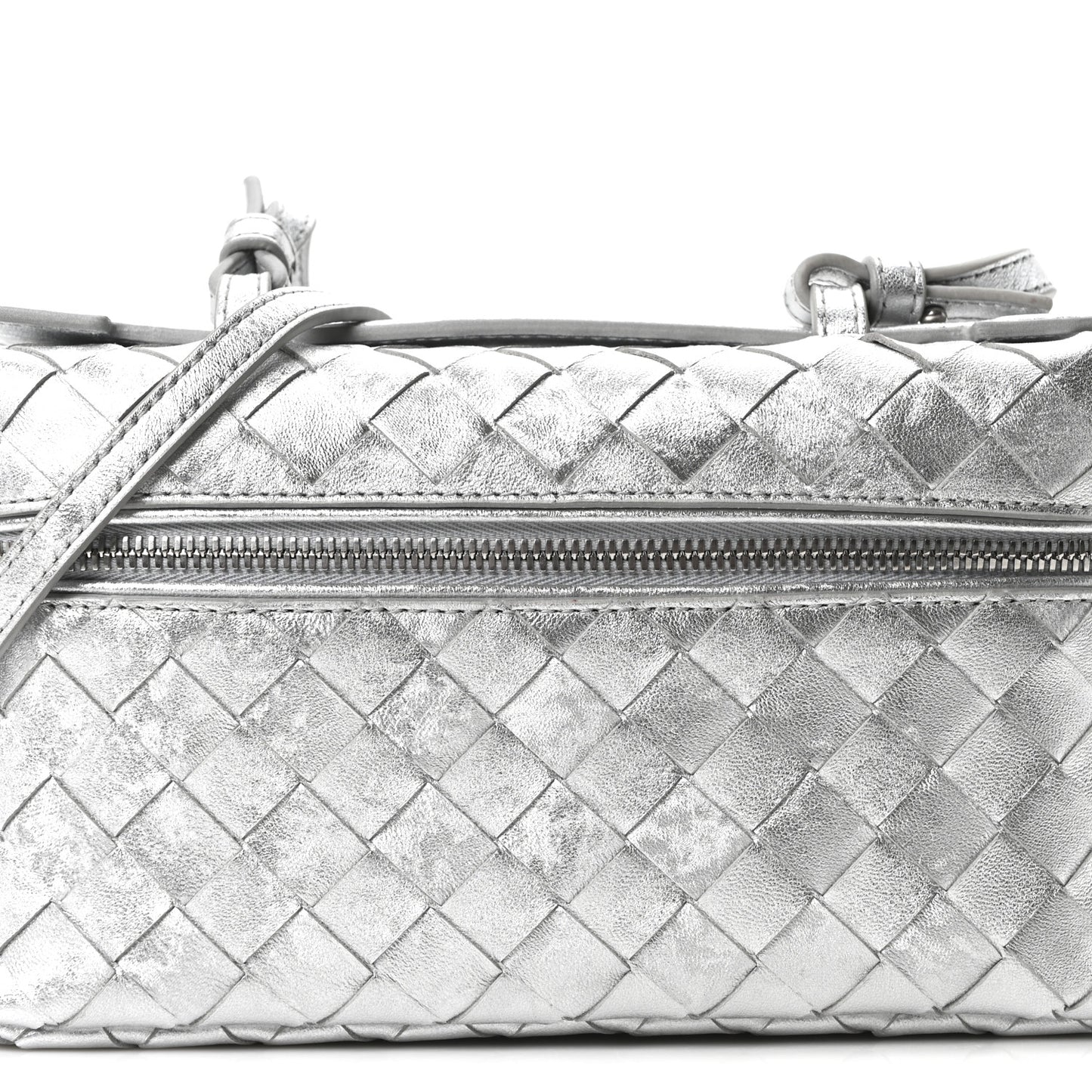 Laminated Nappa Intrecciato Bang Bang Vanity Case Silver