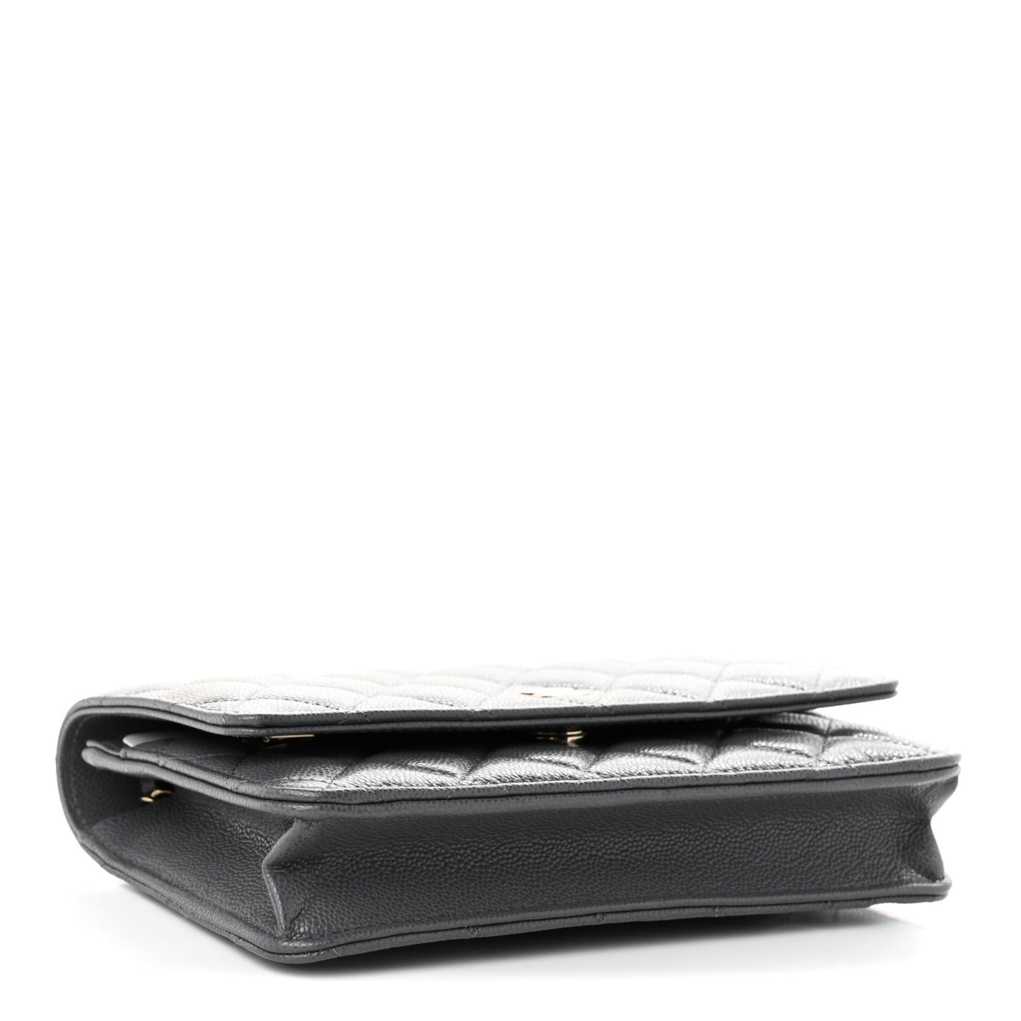 Caviar Quilted Wallet on Chain WOC Grey