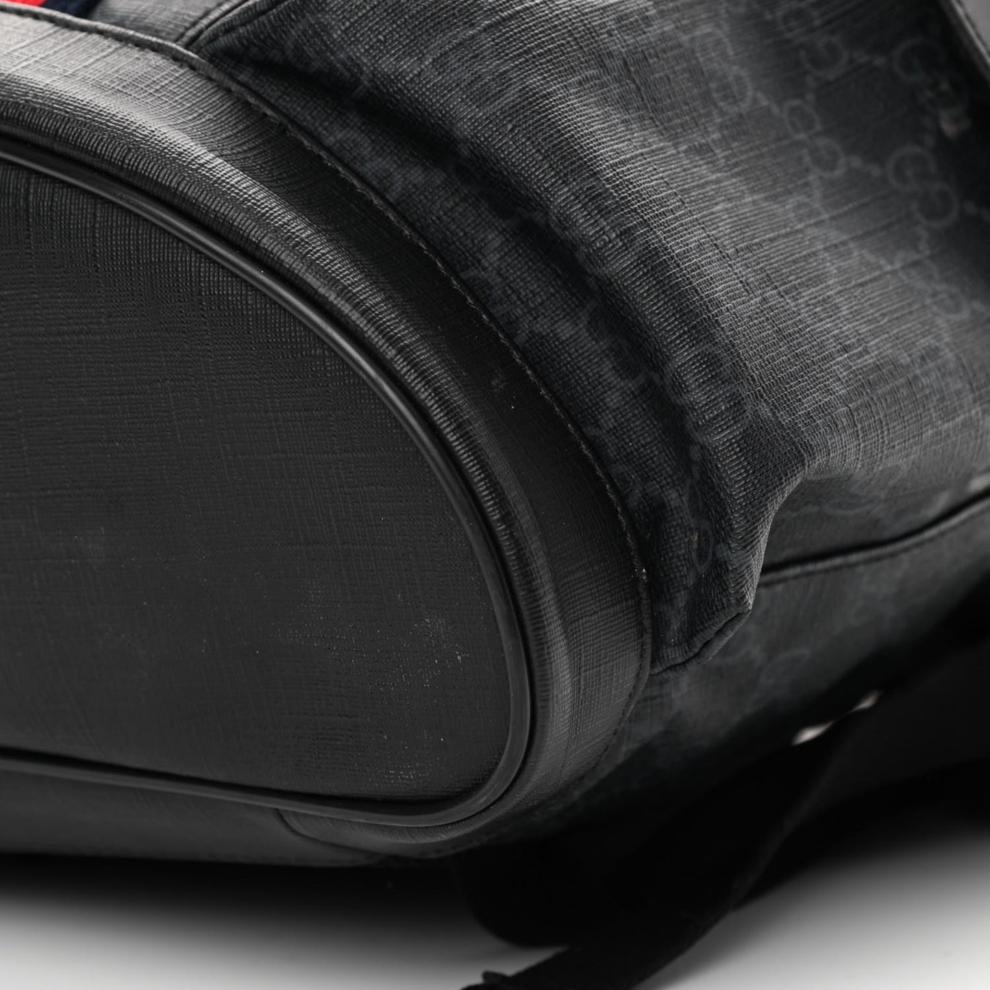 Soft GG Supreme Monogram Appia Calfskin Web Double Buckle Backpack Black