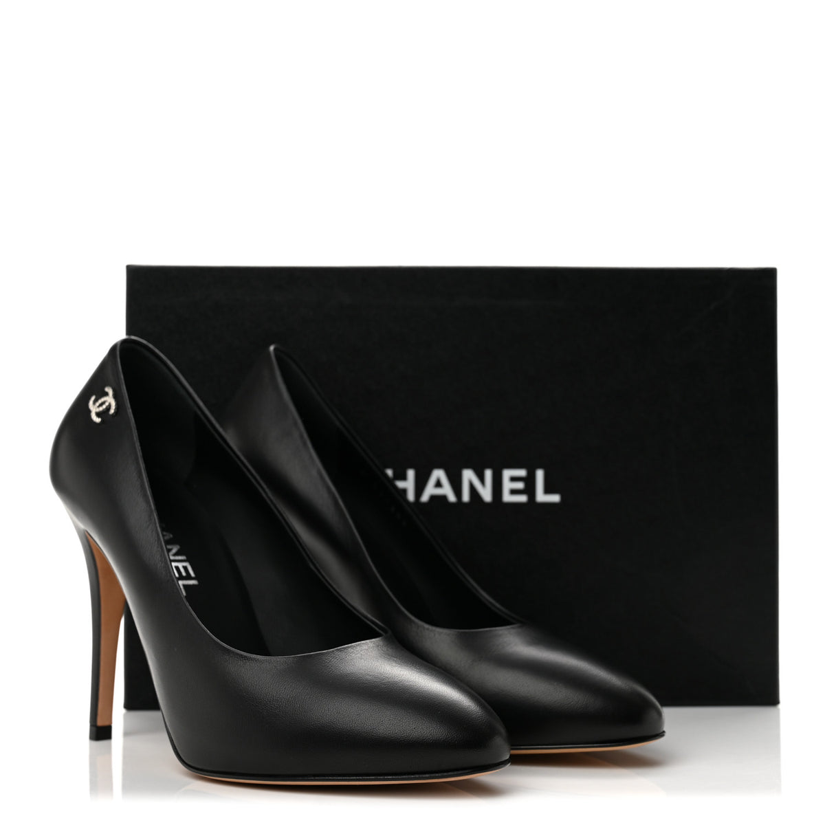 Lambskin CC Pumps 38.5 Black
