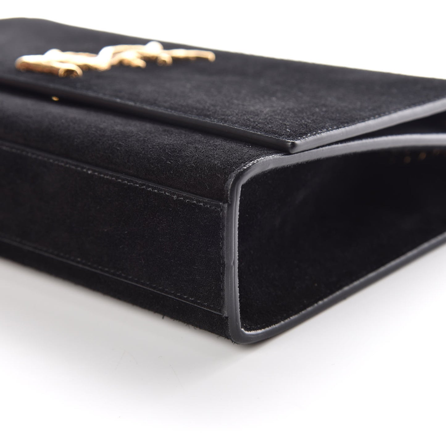 Suede Medium Classic Monogram Kate Satchel Black