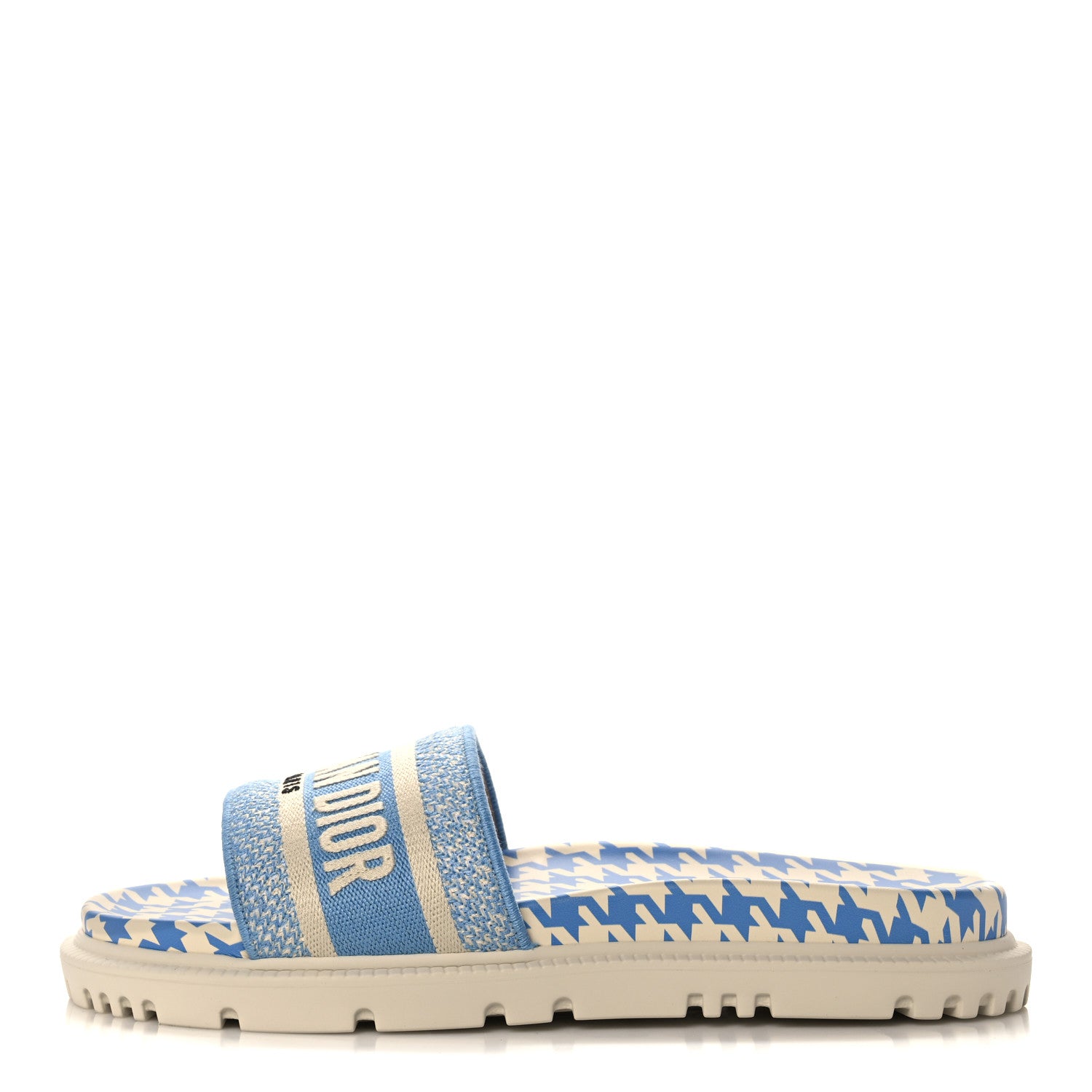 Christian Dior Micro PDP Cotton Houndstooth Embroidered Dway 10mm Slide Sandals 39.5 Cornflower 1 of 9