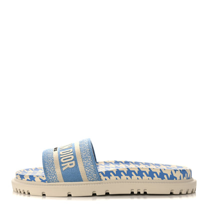 Christian Dior Micro PDP Cotton Houndstooth Embroidered Dway 10mm Slide Sandals 39.5 Cornflower 1 of 9