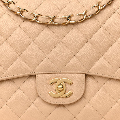 Chanel Caviar Quilted Jumbo Single Flap Beige Clair 8 of 15