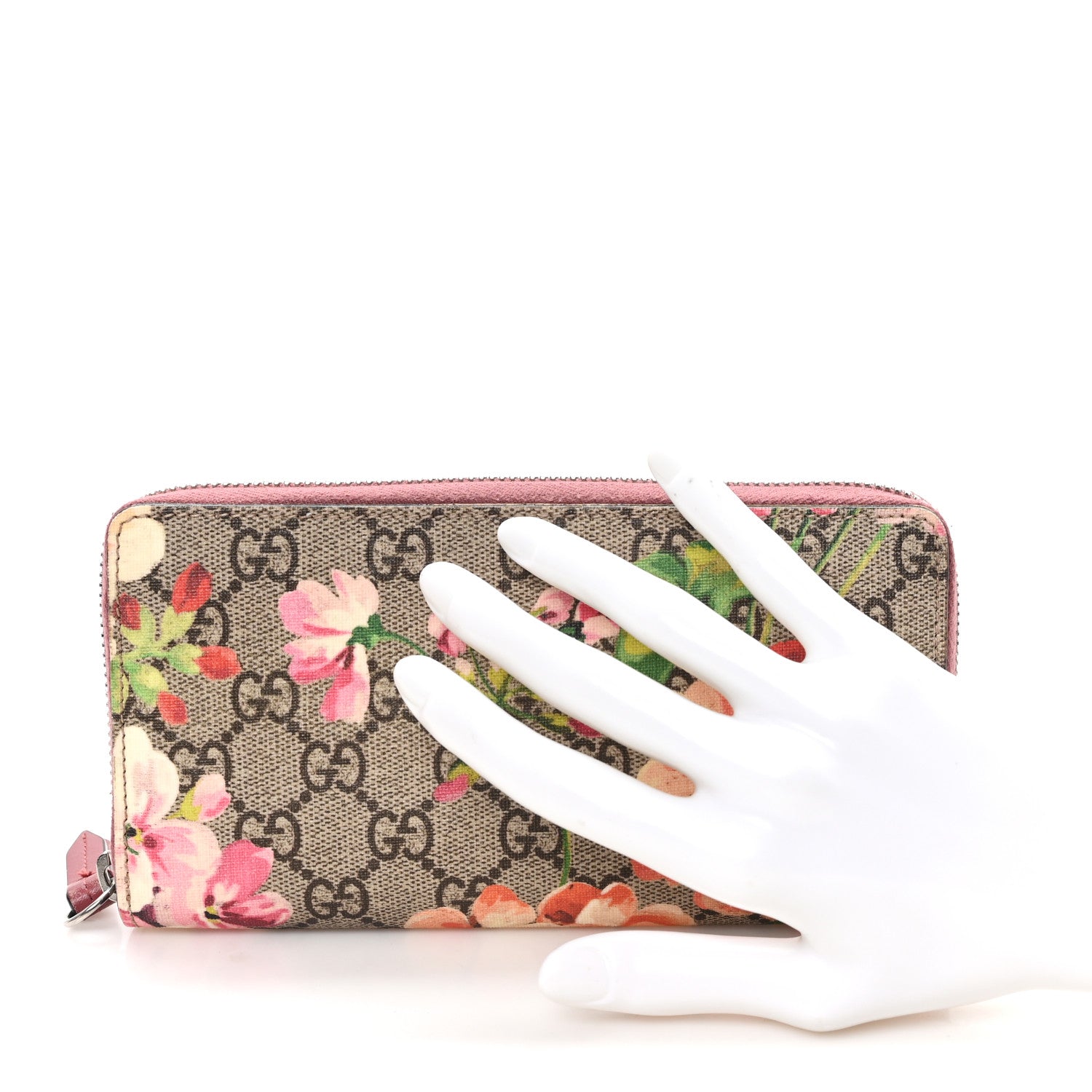 Gucci GG Supreme Monogram Blooms Zip Around Wallet Beige Multicolor Dry Rose 2 of 7