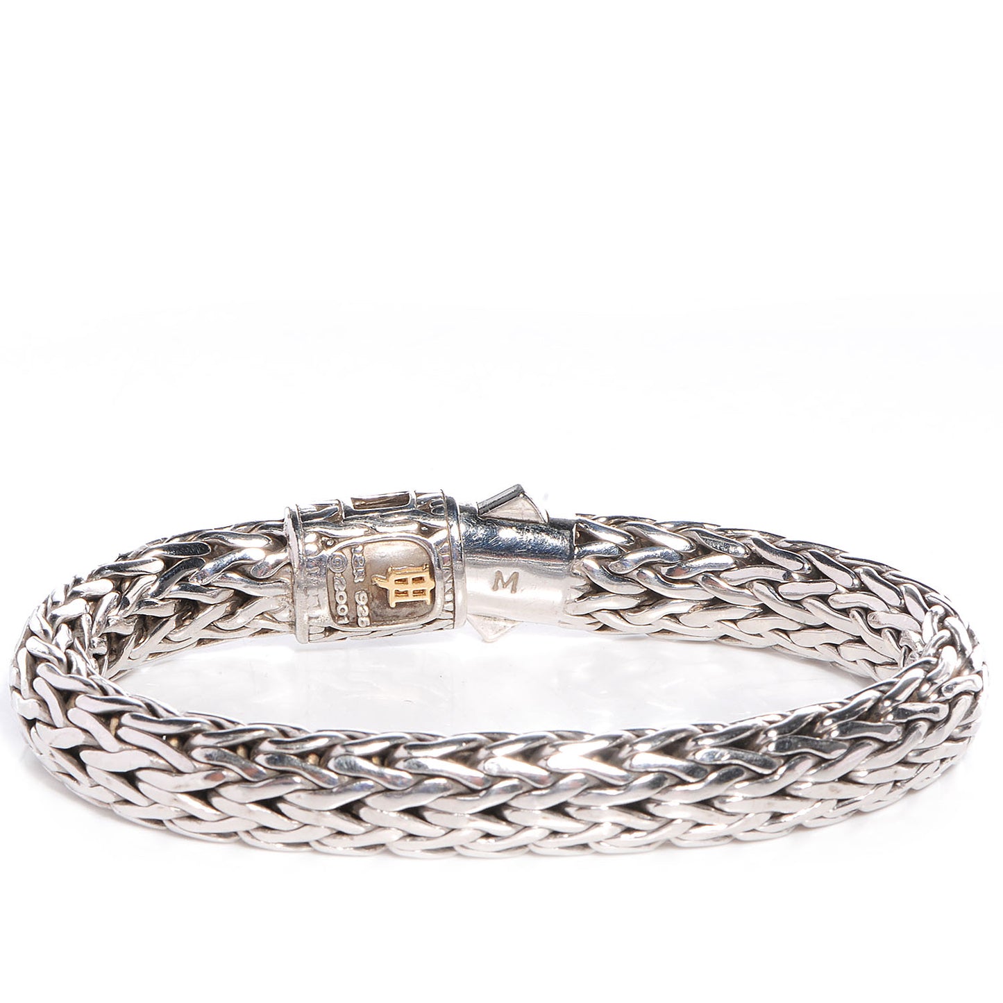 JOHN HARDY Sterling Silver Pave Diamonds Classic Chain Clasp Bracelet Medium