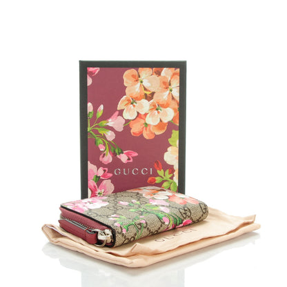 Gucci GG Supreme Monogram Blooms Zip Around Card Case Wallet Beige Multicolor Dry Rose 4 of 6