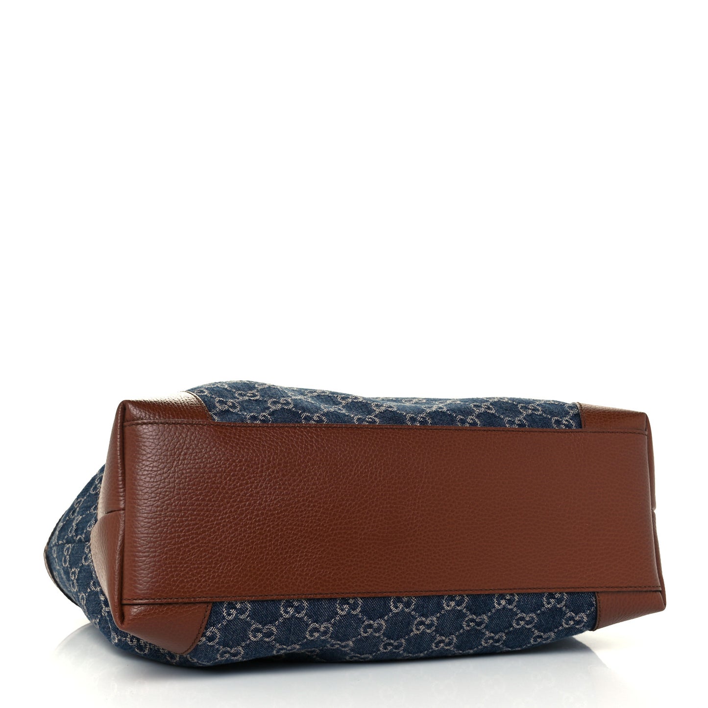 New Denim GG Monogram Medium Ophidia Shopping Tote Blue Tea Cuir