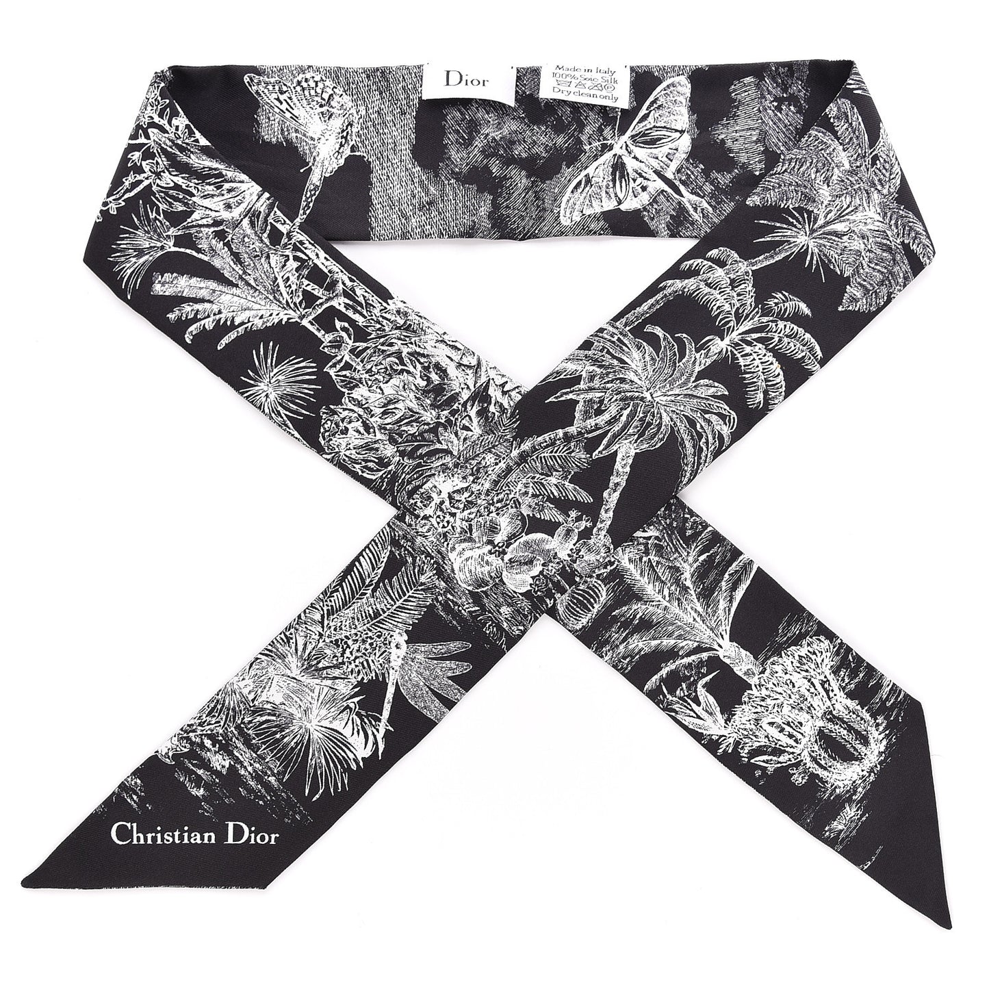 Silk Toile De Jouy Tropicalia Mitzah Scarf Black