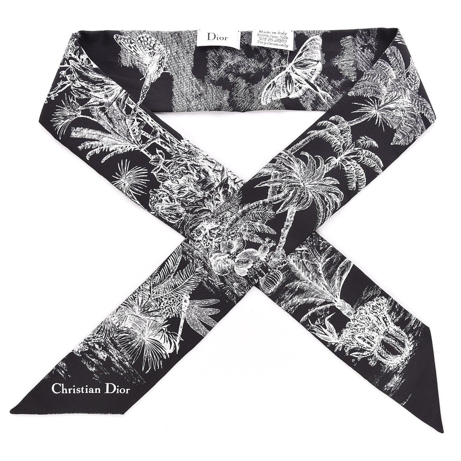 Christian Dior Silk Toile De Jouy Tropicalia Mitzah Scarf Black 1 of 4