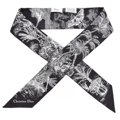 Christian Dior Silk Toile De Jouy Tropicalia Mitzah Scarf Black 1 of 4